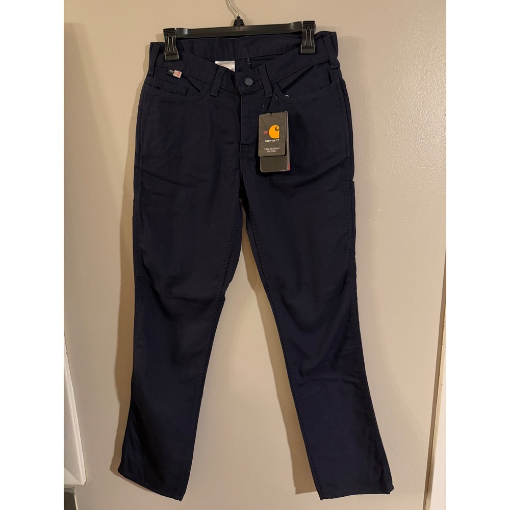 Carhartt Womens FR Rugged Flex Canvas Pant Dark Navy 102689-410 Size 4 Regular
